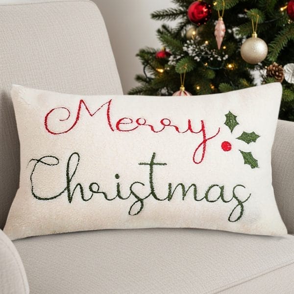 SOGA 2X 45cm Christmas Pine Leaf Lambskin Waist Pillowcase