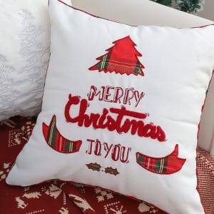 SOGA 2X 45cm “Merry Christmas To You” Festive White Pillowcase with Red & Green Accents (