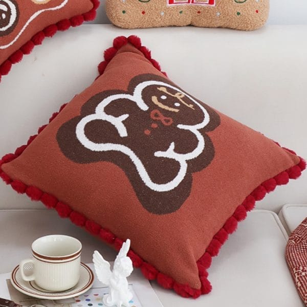 SOGA 2X 45cm Cozy Christmas Gingerbread Man Accent Pillowcase - Image 4