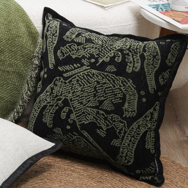 SOGA 2X 45cm Nature-Inspired Midnight Green Embroidered Pillowcase - Image 5