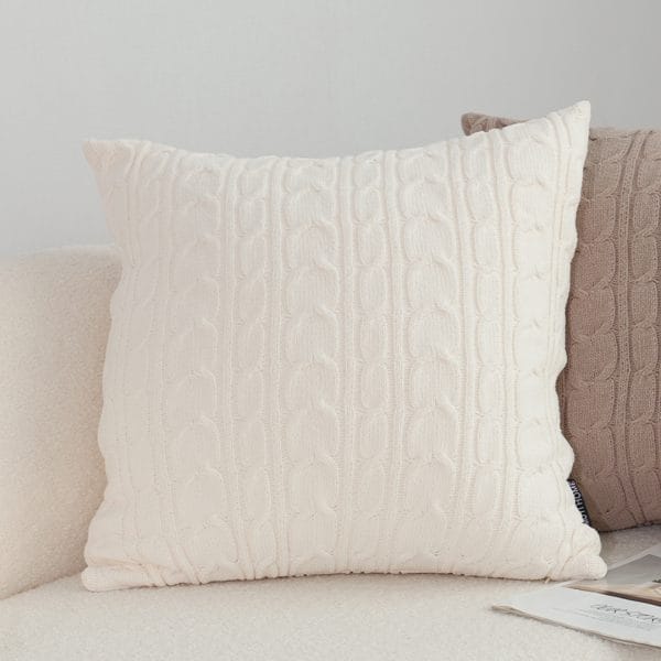 SOGA 2X 45cm Classic Cream Cable Knit Decorative Pillowcase - Image 5