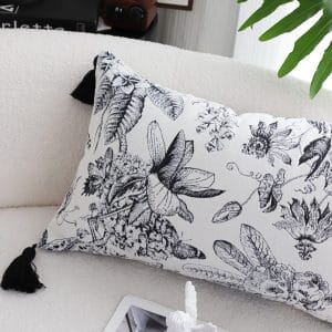 SOGA 2X 30x50cm Chic Botanical Bliss Rectangular Pillowcase with Tassel Accents