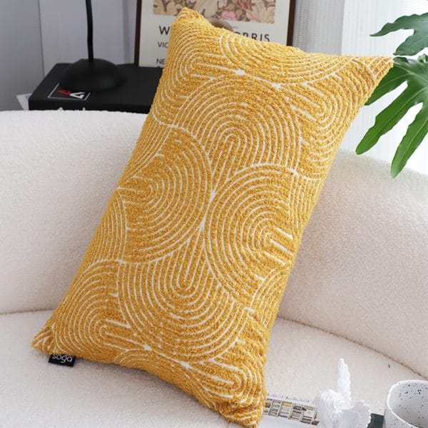 SOGA 2X 30x50cm Mustard Yellow Geometric Lumbar Pillowcase for Home Decor - Image 5