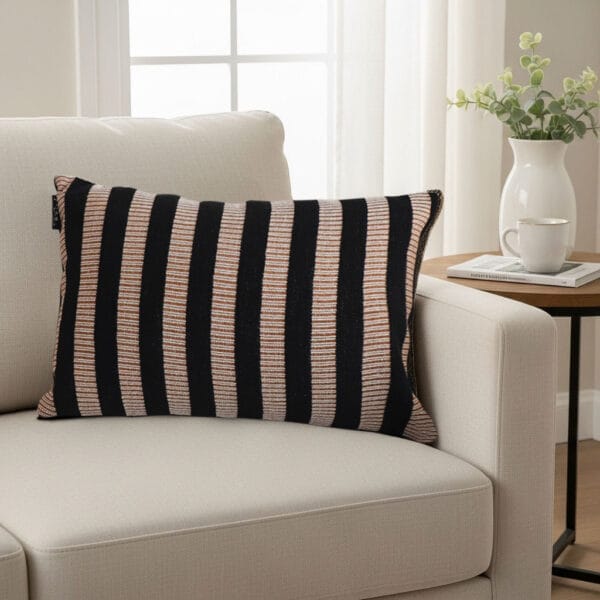 SOGA 2X 30x50cm Black & Tan Striped Rectangular Pillowcase - Image 5