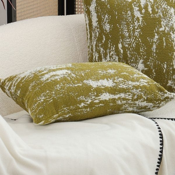 SOGA 2X 30x50cm Olive Green & White Textured Decorative Pillowcase - Image 5