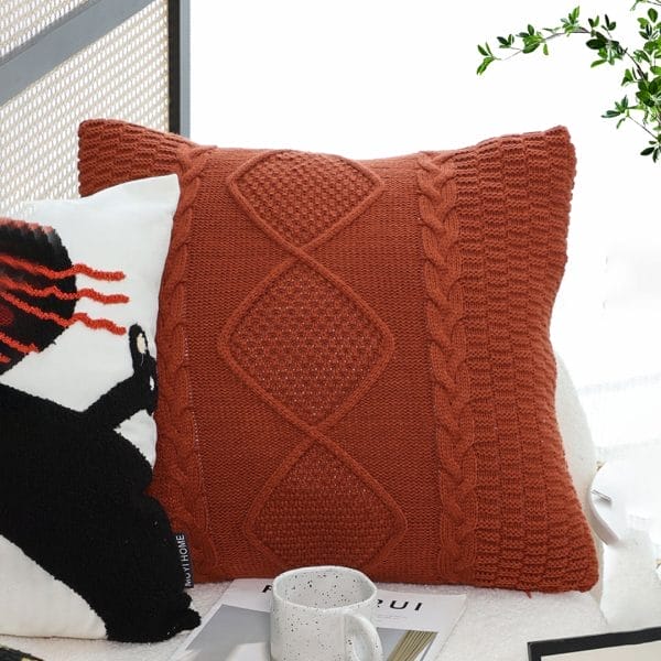 SOGA 2X 45cm Cable Knit Diamond Pillowcase - Image 5
