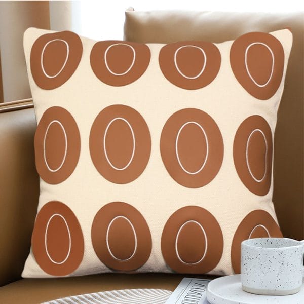 SOGA 2X 45cm Modern Cream Brown Oval Pattern Textured Pillowcase - Image 5