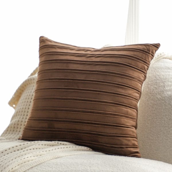SOGA 2X 45cm Rust Leather-Look Pleated Pillowcase - Image 5