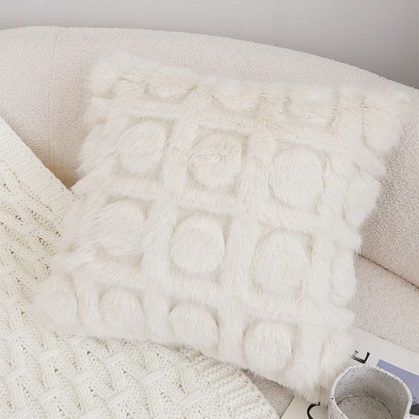 SOGA 2X 45cm Cream Pom-Pom Grid Pillowcase - Image 5