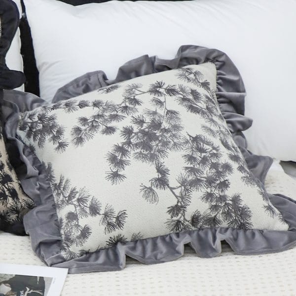 SOGA 2X 45cm Gray Floral with Ruffle Trim - Image 5
