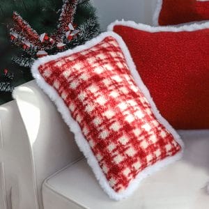 SOGA 2X 30x50cm Cozy Red Gingham Lumbar Pillow Cover