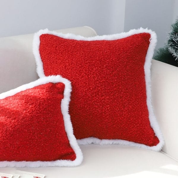 SOGA 2X 45cm Plush Crimson Red Square Pillow Cover - Image 5