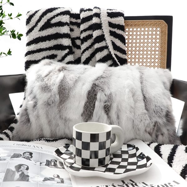 SOGA 2X 30x50cm Luxury Faux Fur Pillowcase (Gray/White) - Image 5