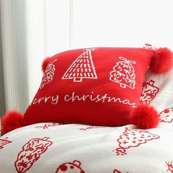 SOGA 2X 45cm Whimsical Red Christmas Tree Pillowcase - Image 5