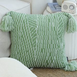SOGA 2X 45cm Sage Chevron Tassel Pillowcase