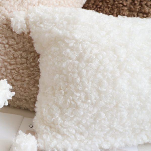 SOGA 2X 30x50cm Ivory Sherpa Lumbar Pillow with Tassel Details - Image 5