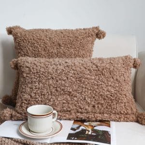 SOGA 2X 30x50cm Sage Green Textured Lumbar Pillow with Tassels