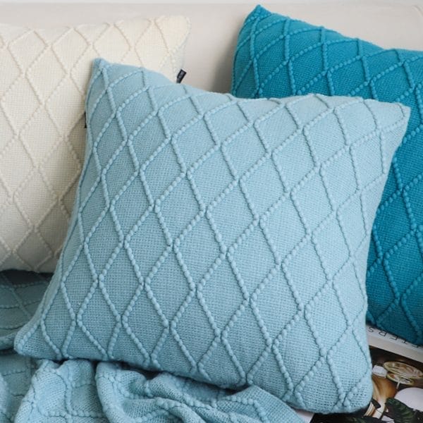 SOGA 2X 45cm Sky Blue Diamond Knit Pillowcase - Image 5
