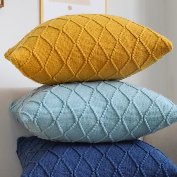 SOGA 2X 45cm Sunshine Yellow Diamond Knit Pillowcase - Image 5