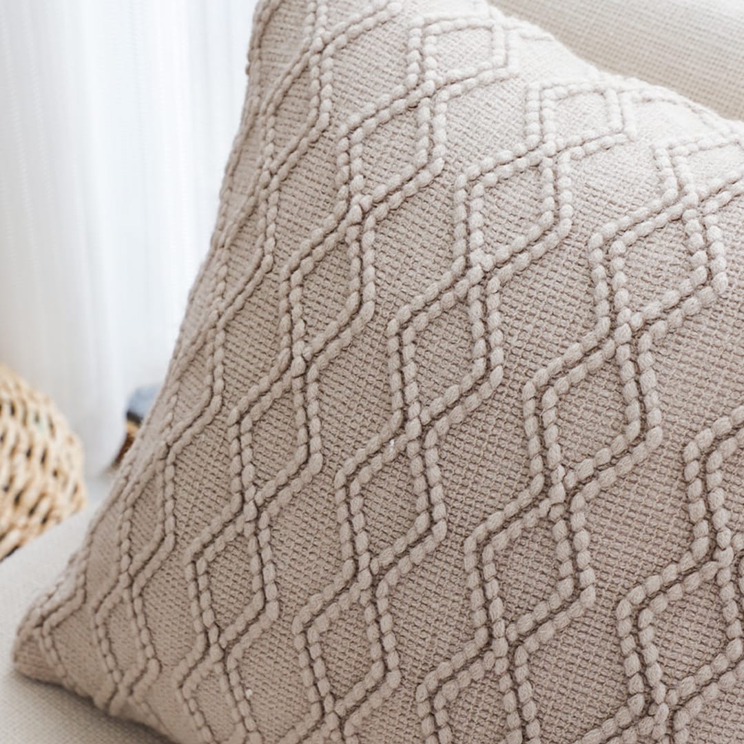 SOGA 2X 45cm Warm Beige Diamond Knit Pillowcase - Image 5