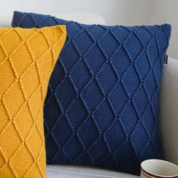 SOGA 2X 45cm Navy Blue Diamond Knit Pillowcase - Image 5