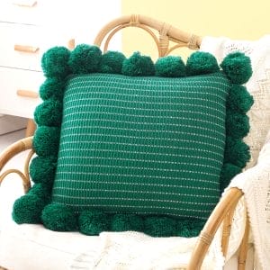 SOGA 2X 45cm Teal Ribbed Pillow Cover with Pom Poms