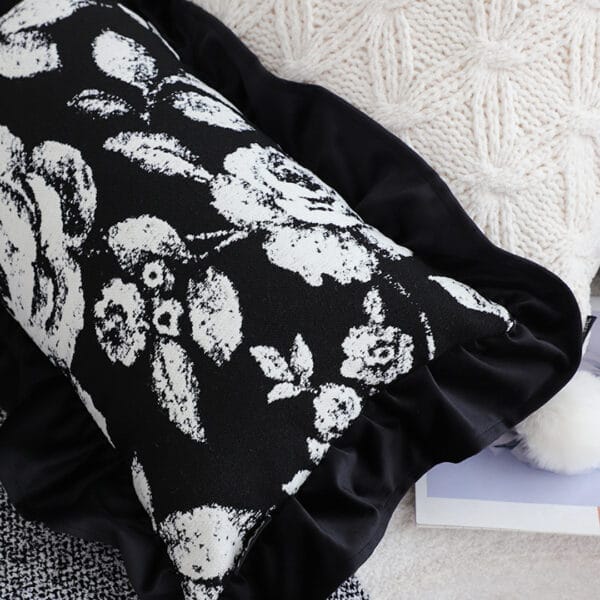 SOGA 2X 45cm Elegant Black & White Cushion Cover with Tassels - Image 5