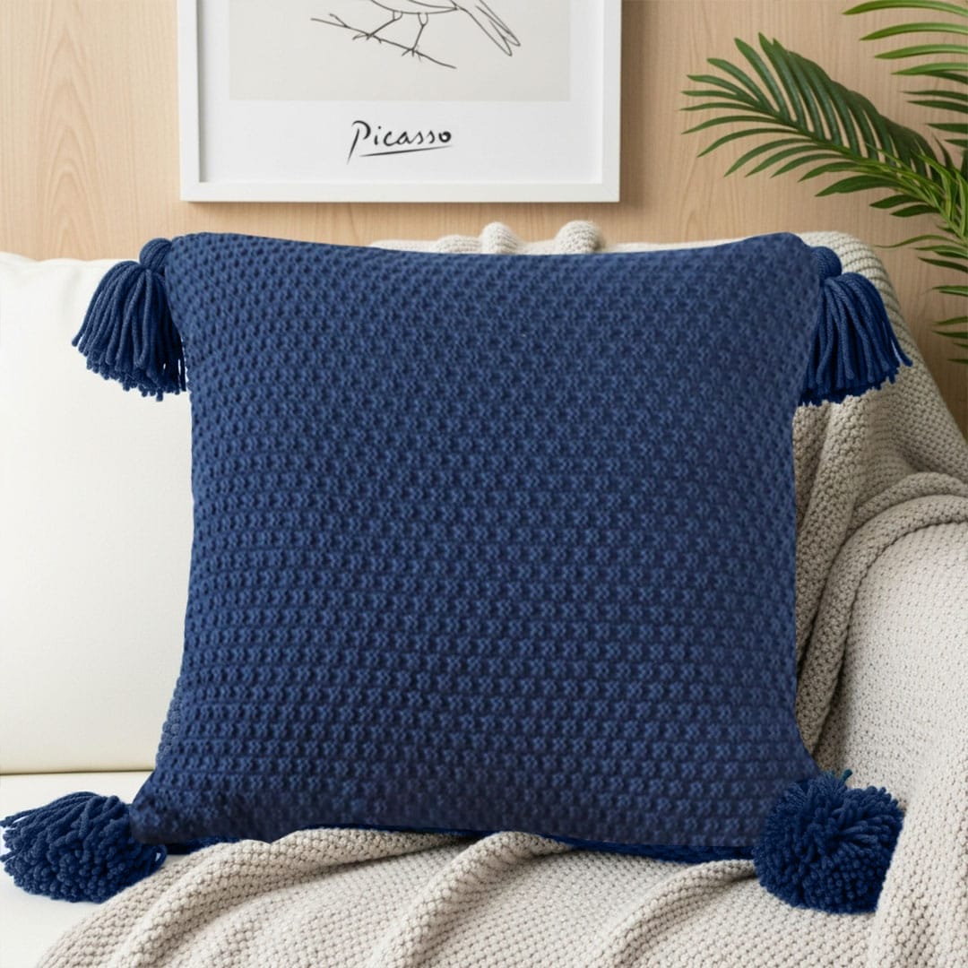 SOGA 2X 50cm Chunky Knit Pillowcase (Navy Blue)