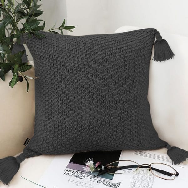 SOGA 2X 50cm Chunky Knit Pillowcase (Charcoal Gray) - Image 5