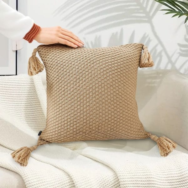 SOGA 2X 50cm Chunky Knit Pillowcase (Warm Beige) - Image 5