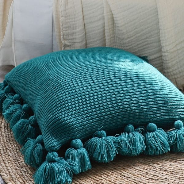 SOGA 2X 45cm Textured Pillowcase with Pom-Pom Trim (Emerald Green) - Image 5