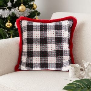 SOGA 2X 45cm CozyFest Square Buffalo Plaid Fleece Pillowcase