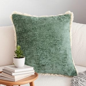 SOGA 2X 45cm Emerald Green Chenille Pillowcases with Fringed Edge