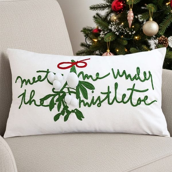 SOGA 2X 45cm Embroidered Christmas Pillowcase – Festive Elegance in White - Image 5