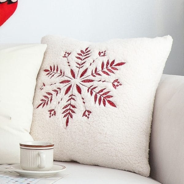 SOGA 2X 45cm Christmas Snowflake Embroidered Faux Fur Throw Pillowcase - Image 6
