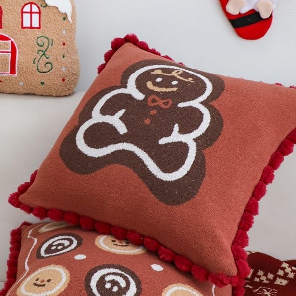 SOGA 2X 45cm Cozy Christmas Gingerbread Man Accent Pillowcase - Image 5