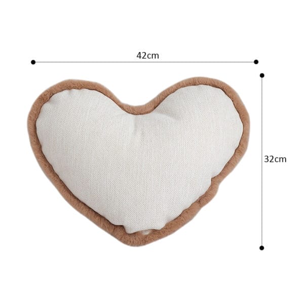 SOGA 2X 42x32cm Heart-Shaped Beige Brown Off-White Plush Polyester Pillow Cover - Image 6