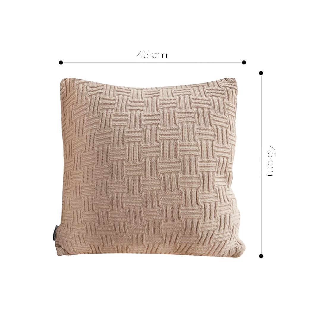 SOGA 2X 45cm Woven Grid Knit Decorative Pillowcase - Taupe Beige - Image 6