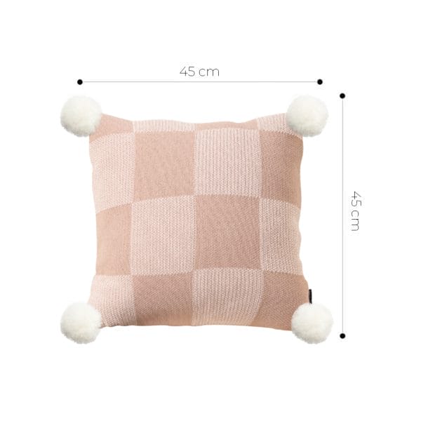 SOGA 2X 45cm Cozy Chic Checkerboard Knit Pillowcase with Pom Pom Trim - Image 6