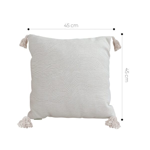 SOGA 2X 45cm Minimalist Cream Tassel Pillowcase with tassels - Image 6
