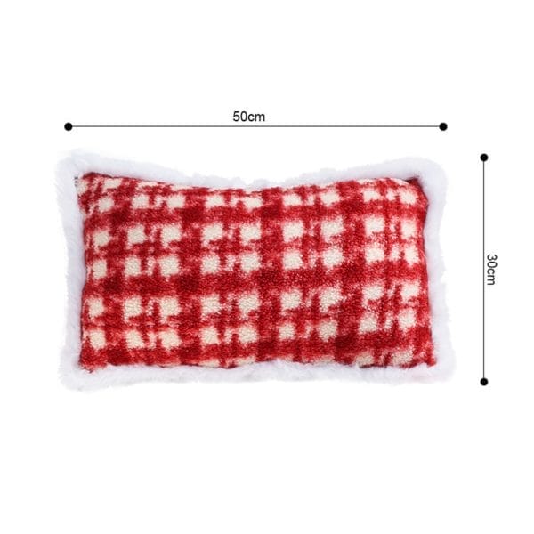 SOGA 2X 30x50cm Cozy Red Gingham Lumbar Pillow Cover - Image 6