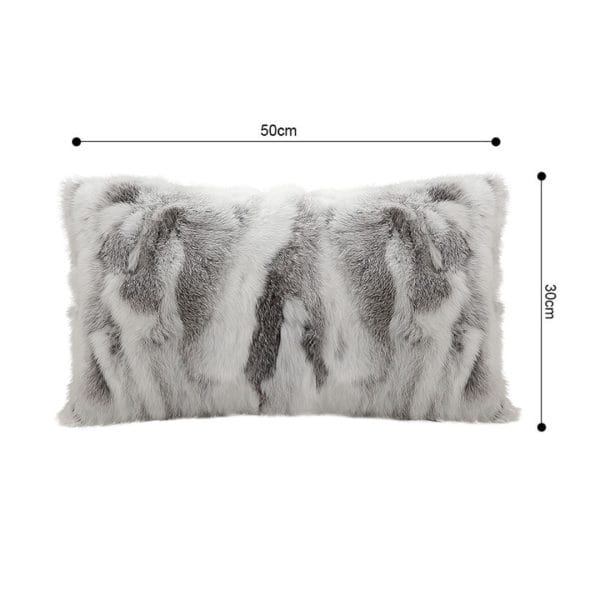 SOGA 2X 30x50cm Luxury Faux Fur Pillowcase (Gray/White) - Image 6