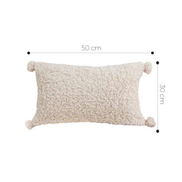 SOGA 2X 30x50cm Cream Bouclé Lumbar Pillow with Corner Tassels - Image 6