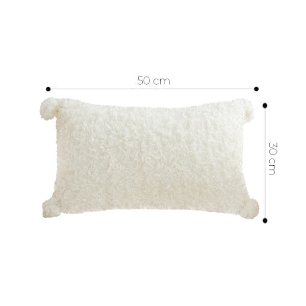 SOGA 2X 30x50cm Ivory Sherpa Lumbar Pillow with Tassel Details - Image 6