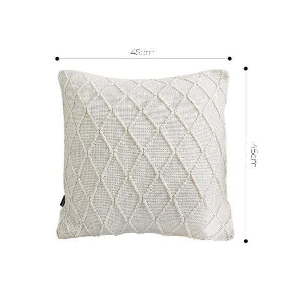 SOGA 2X 45cm Cream Cable Knit Diamond Pattern Pillow Cover - Image 6