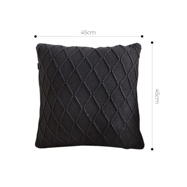 SOGA 2X 45cm Charcoal Grey Cable Knit Pillow Cover - Image 6