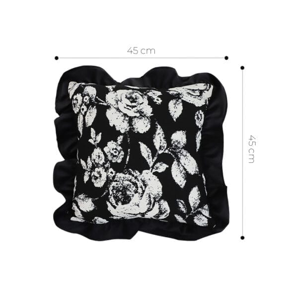 SOGA 2X 30x50 Rectangular Rustic Black Floral Ruffle Pillow Cover - Image 6