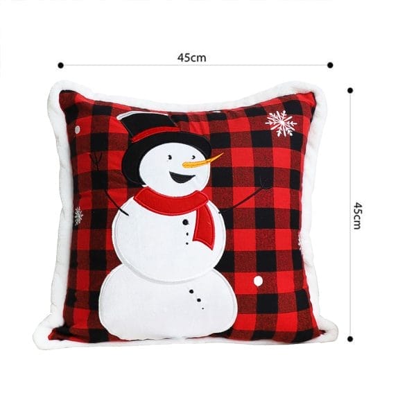 SOGA 2X 45cm Holiday Snowman Pillowcase (Red Plaid) - Image 6
