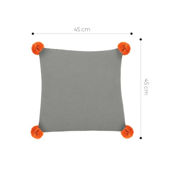 SOGA 2X 45cm Ribbed Knit Pillowcase with Pom-Poms (Light Gray) - Image 6