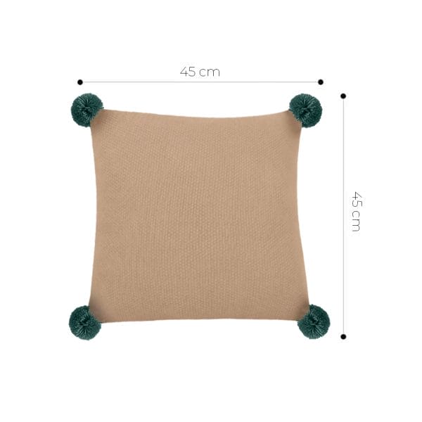 SOGA 2X 45cm Ribbed Knit Pillowcase with Pom-Poms (Warm Beige) - Image 6